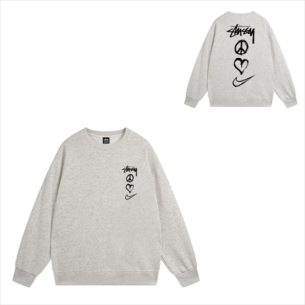Nike x Stussy Peace Love Swoosh Sweatshirt Crew Sweat Light Gray